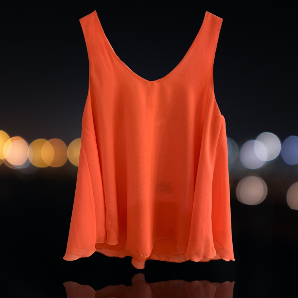 Neon Coral Sleeveless Tank Top